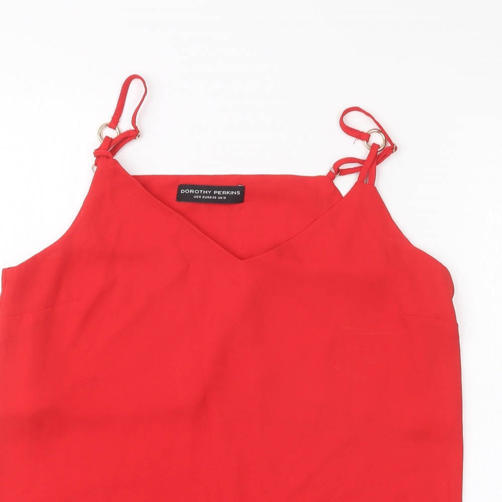 Womens UK Size 10 Dorothy Perkins Red Basic Blouse