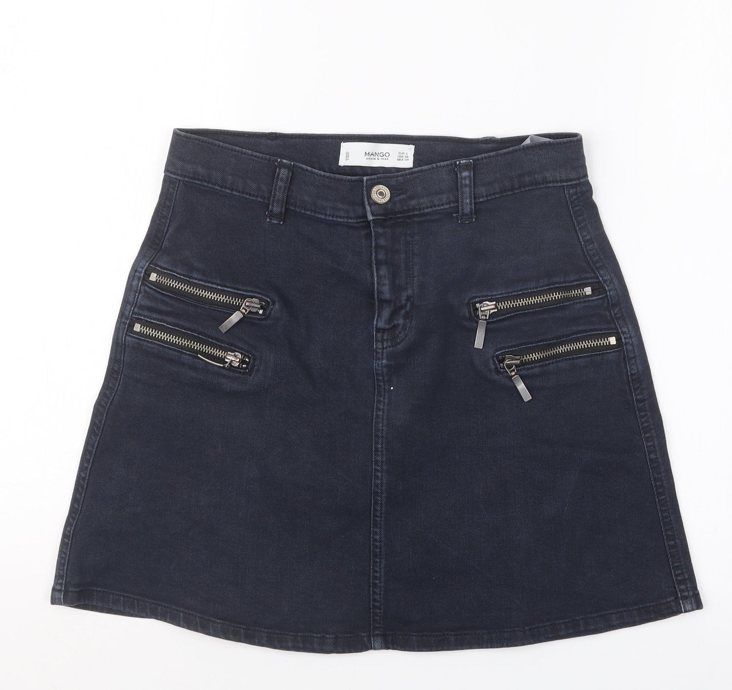 Mango Womens Blue  Denim Straight & Pencil Skirt Size S