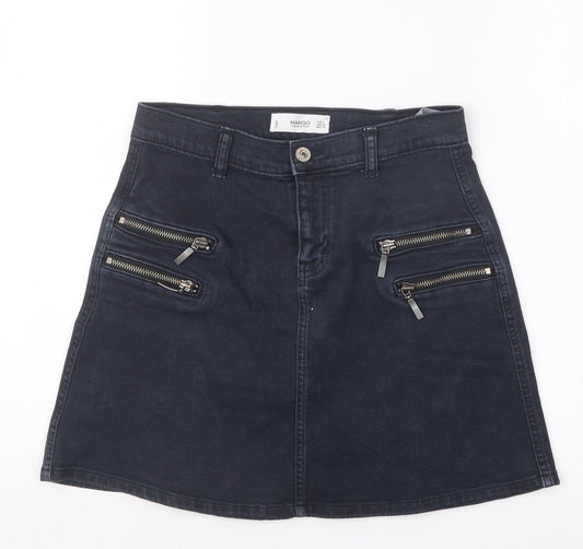 Mango Womens Blue  Denim Straight & Pencil Skirt Size S