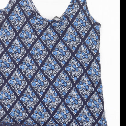 Dorothy Perkins Womens Blue Geometric  Basic Blouse Size 8