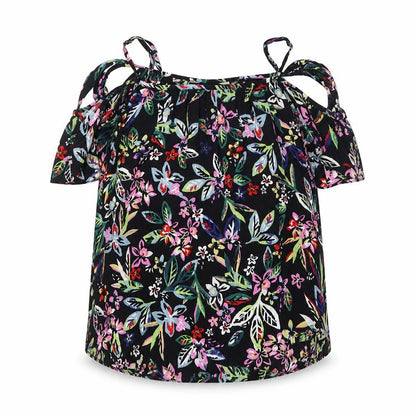 Dorothy Perkins Womens Black Floral  Basic Blouse Size 8