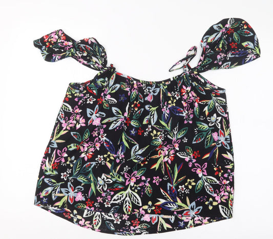 Dorothy Perkins Womens Black Floral  Basic Blouse Size 8