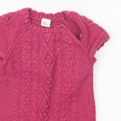H&M Girls Pink  Knit Pullover Jumper Size 9-12 Months