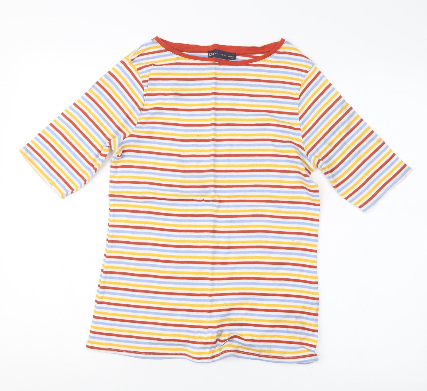 Womens UK Size 14 Marks and Spencer Yellow Basic T-Shirt