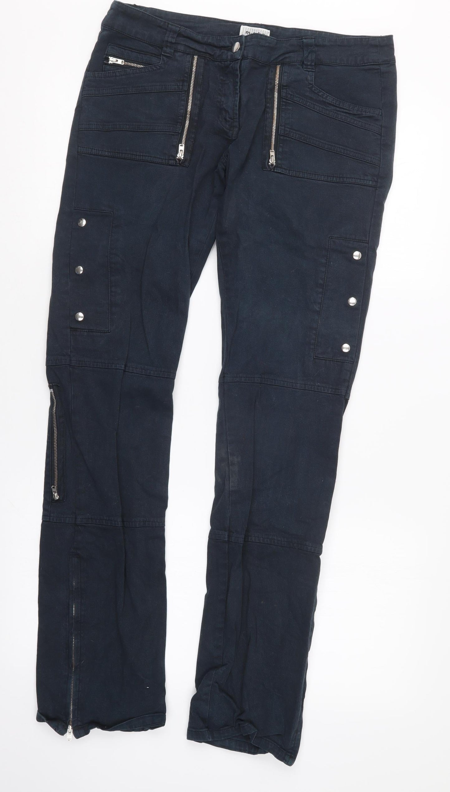 Womens UK Size 12 Moto Regular Fit  Blue Trousers