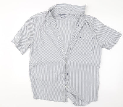 Mens UK Size L NEXT Blue  Button-Up Short Sleeve Casual Shirt