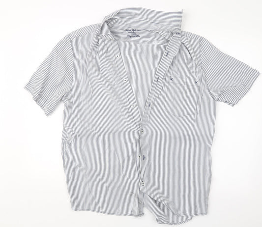 Mens UK Size L NEXT Blue  Button-Up Short Sleeve Casual Shirt