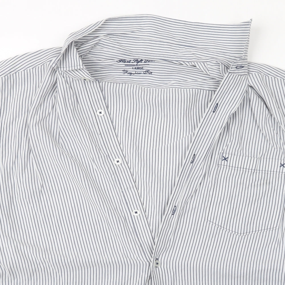 Mens UK Size L NEXT Blue  Button-Up Short Sleeve Casual Shirt