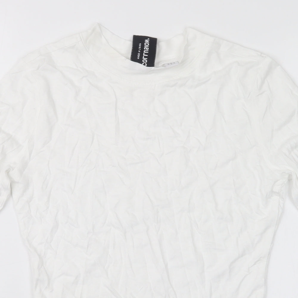 Womens UK Size 8 COLLUSION White Basic T-Shirt
