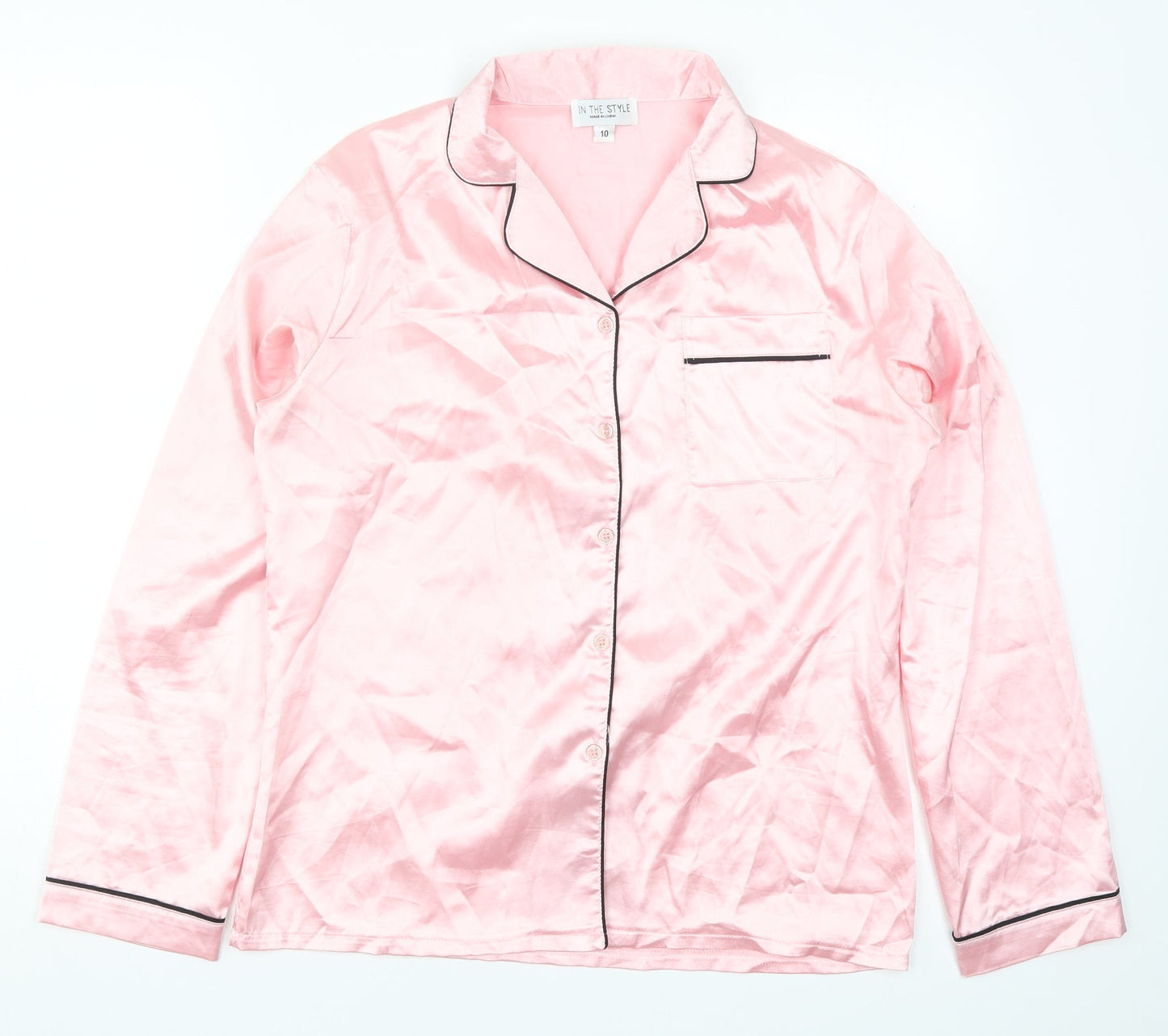 In the Style Womens Pink Solid  Top Pyjama Top Size 10