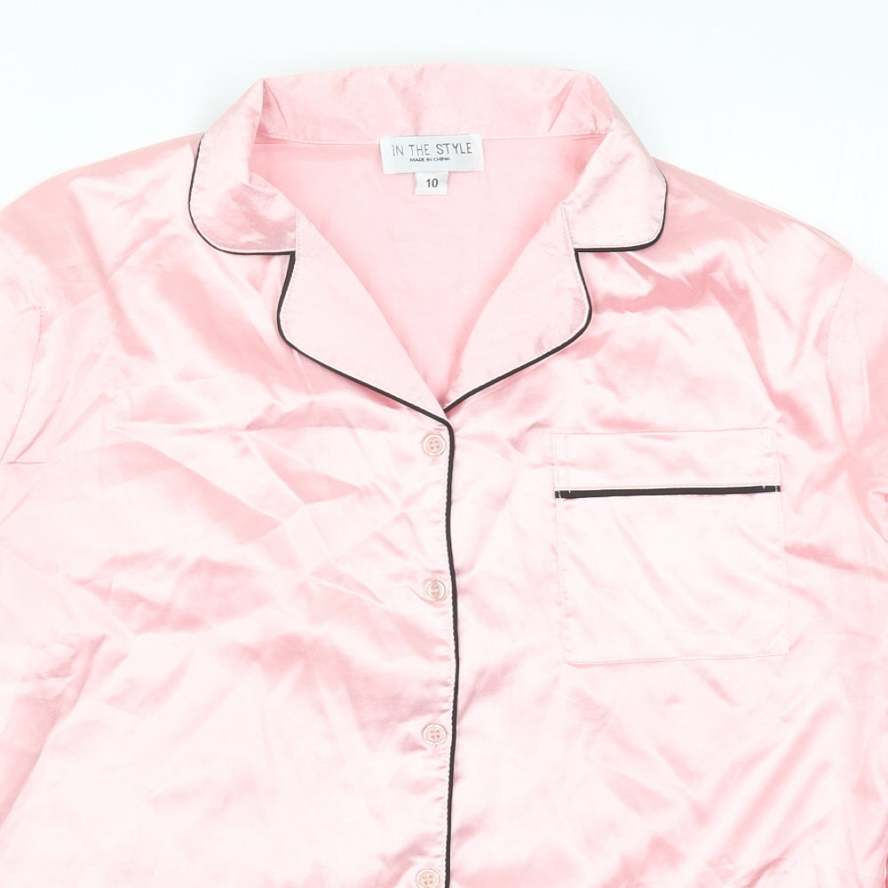 In the Style Womens Pink Solid  Top Pyjama Top Size 10