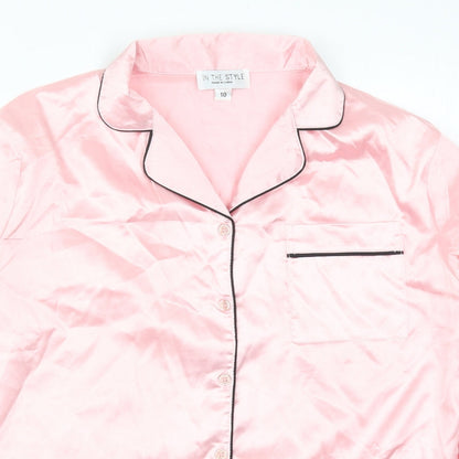 In the Style Womens Pink Solid  Top Pyjama Top Size 10