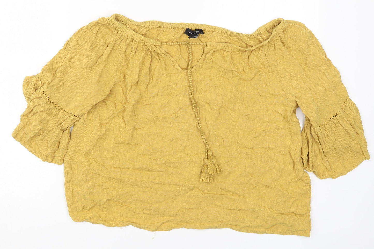 Womens UK Size 12 New Look Yellow Basic Blouse