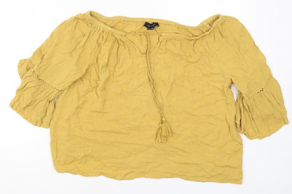 Womens UK Size 12 New Look Yellow Basic Blouse