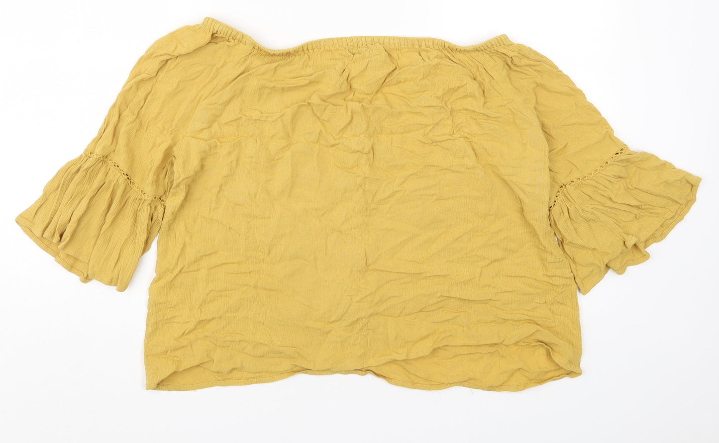 Womens UK Size 12 New Look Yellow Basic Blouse