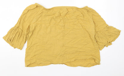 Womens UK Size 12 New Look Yellow Basic Blouse