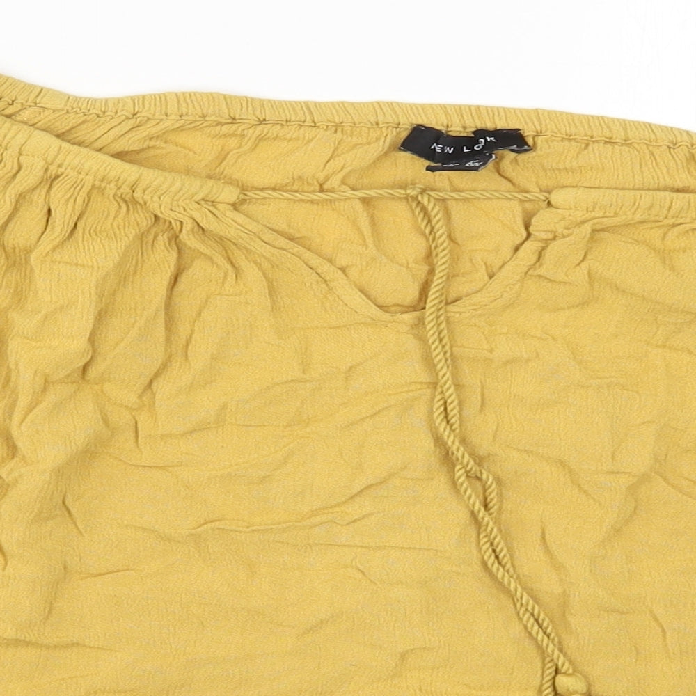 Womens UK Size 12 New Look Yellow Basic Blouse
