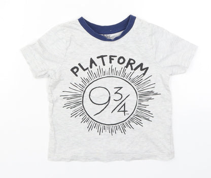 Preworn Boys Grey   Basic T-Shirt Size 4-5 Years  - Harry Potter Platform 9 3/4