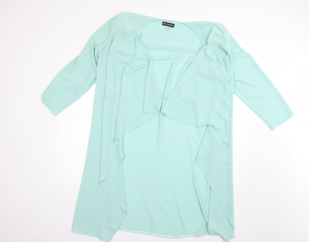Additional front view of decisions women’s green overcoat coat, size UK 16