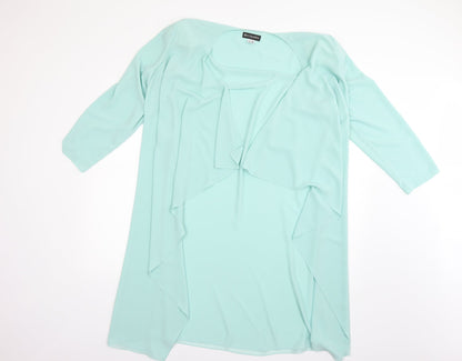 Additional front view of decisions women’s green overcoat coat, size UK 16