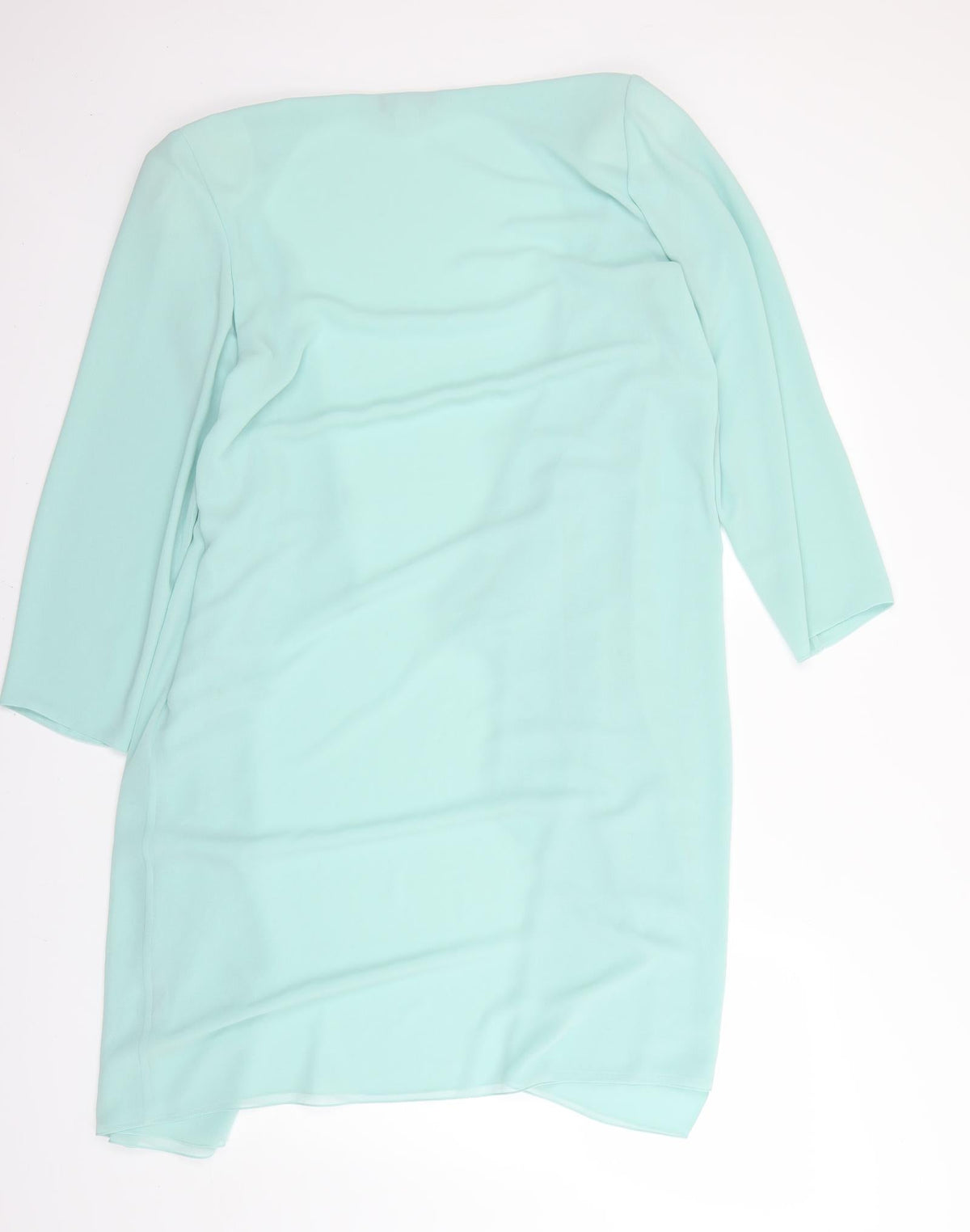 Back view of decisions women’s green overcoat coat, size UK 16