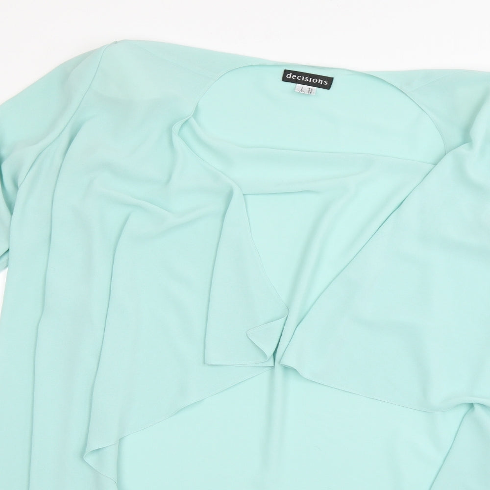 Close-up detail of decisions women’s green overcoat coat, size UK 16
