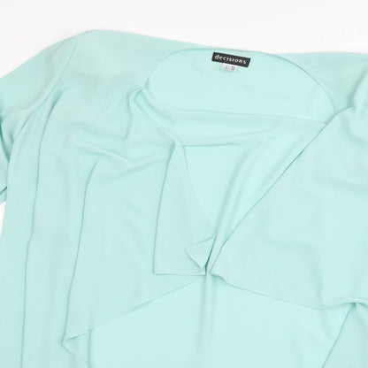 Close-up detail of decisions women’s green overcoat coat, size UK 16