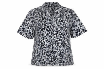 Front view of fable women’s multicoloured geometric basic button-up, size UK 14