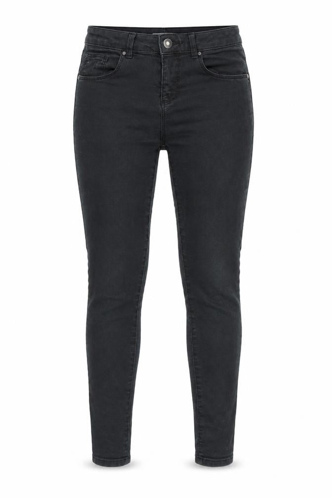 Front view of Miss Selfridge women’s black skinny jeans, size UK 8, 25-inch leg