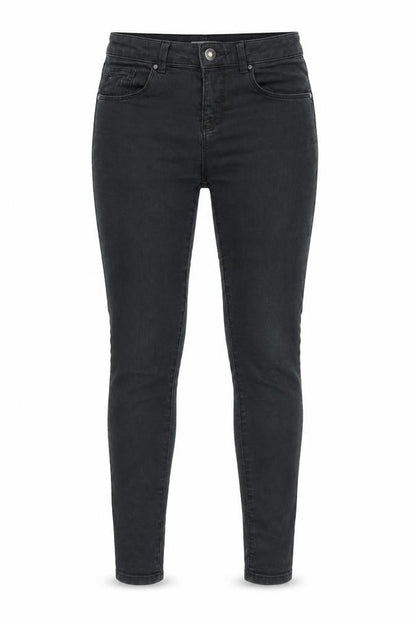 Front view of Miss Selfridge women’s black skinny jeans, size UK 8, 25-inch leg