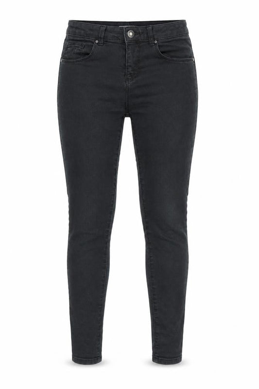Front view of Miss Selfridge women’s black skinny jeans, size UK 8, 25-inch leg