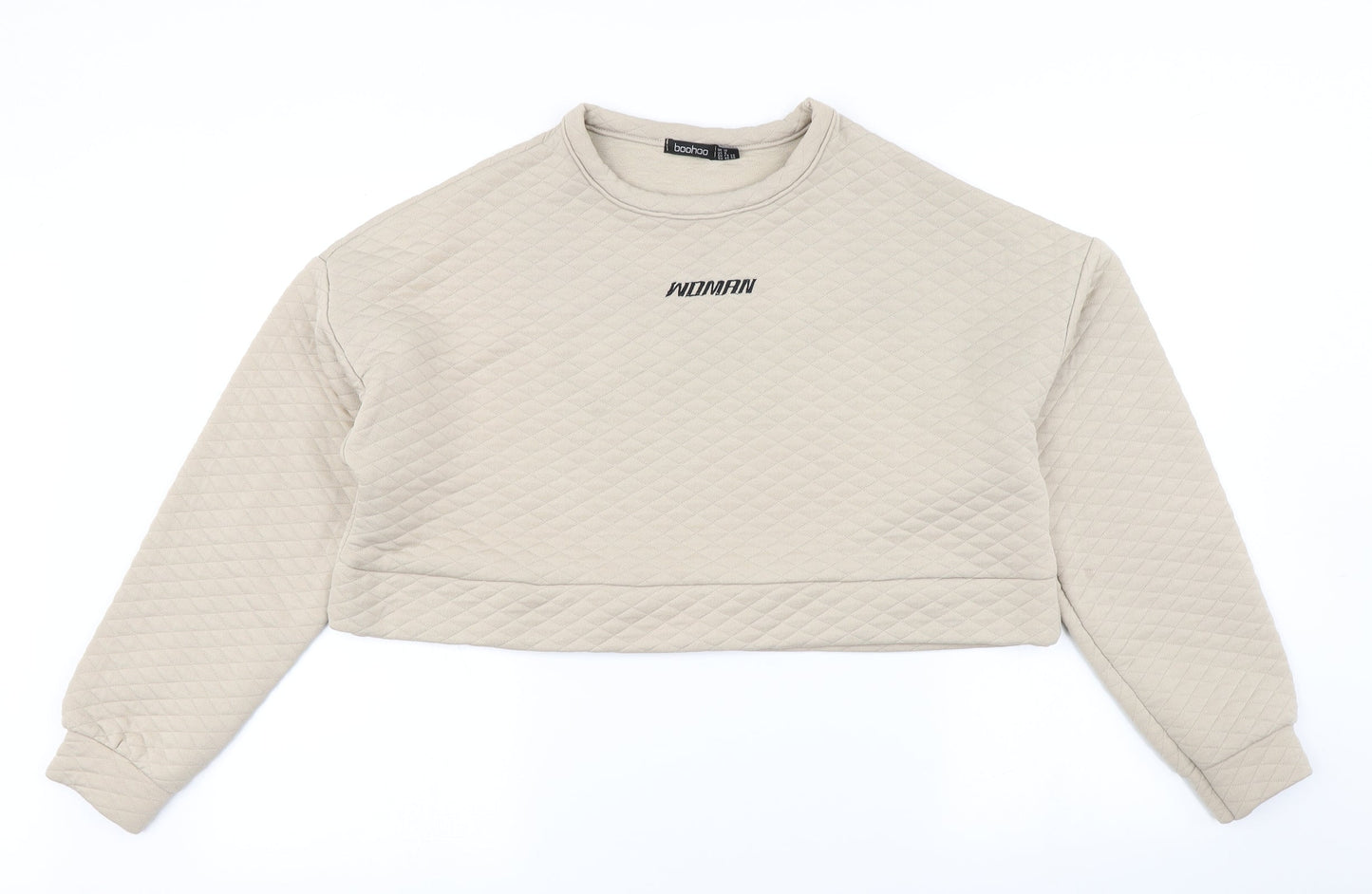 Boohoo Womens Brown Argyle/Diamond  Pullover Sweatshirt Size 10  - Cropped