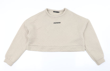 Boohoo Womens Brown Argyle/Diamond  Pullover Sweatshirt Size 10  - Cropped