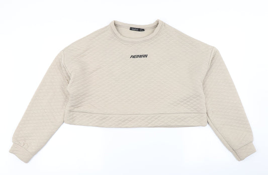 Boohoo Womens Brown Argyle/Diamond  Pullover Sweatshirt Size 10  - Cropped