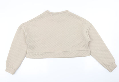 Boohoo Womens Brown Argyle/Diamond  Pullover Sweatshirt Size 10  - Cropped