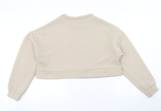 Boohoo Womens Brown Argyle/Diamond  Pullover Sweatshirt Size 10  - Cropped