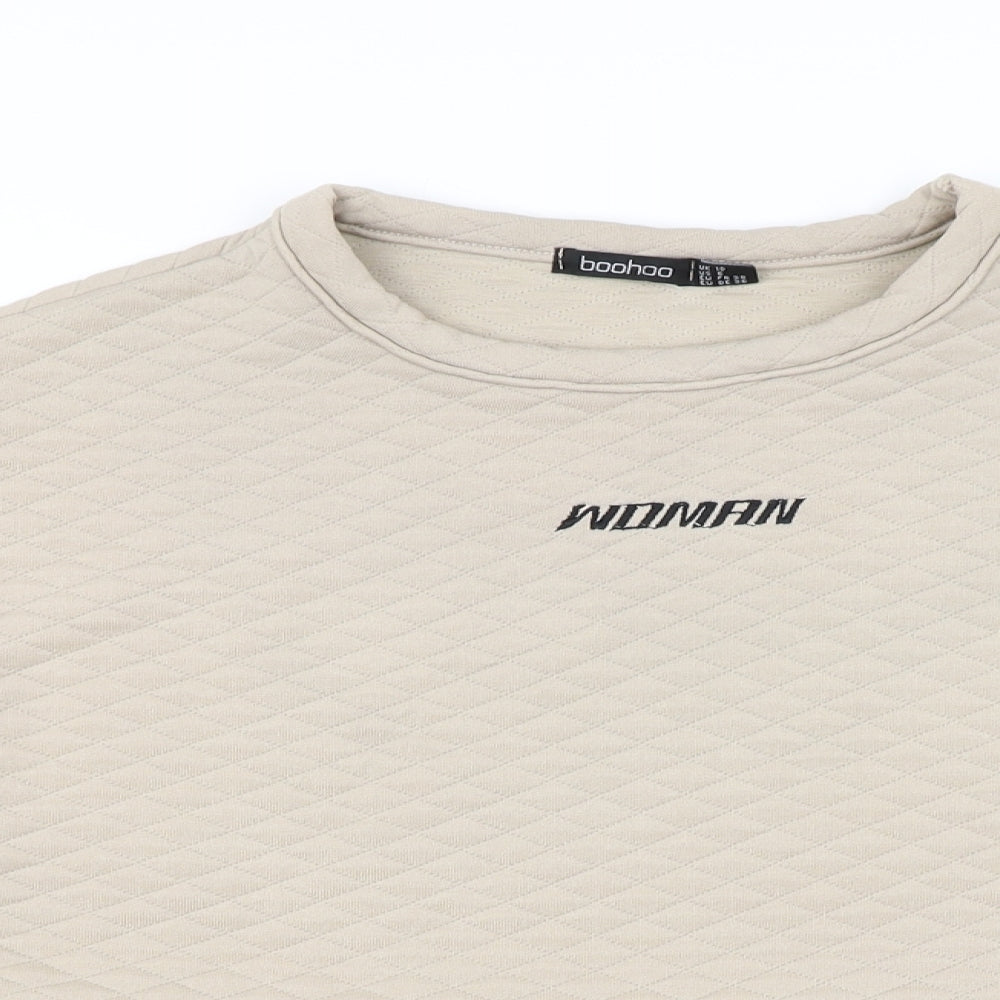 Boohoo Womens Brown Argyle/Diamond  Pullover Sweatshirt Size 10  - Cropped