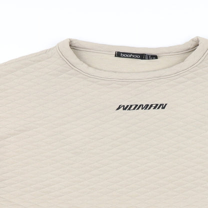 Boohoo Womens Brown Argyle/Diamond  Pullover Sweatshirt Size 10  - Cropped