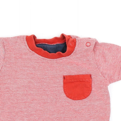 Close-up detail of George boys’ red basic t-shirt, size 0-3, months