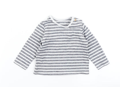 Additional front view of Tu boys’ blue striped basic t-shirt, size 0-3, months