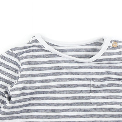 Close-up detail of Tu boys’ blue striped basic t-shirt, size 0-3, months
