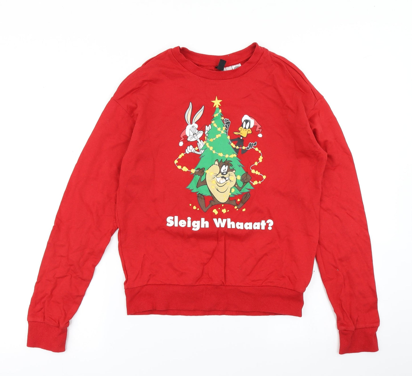 Divided Womens Red   Pullover Sweatshirt Size XS  - Looney Tunes Christmas Sweater