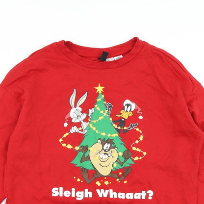 Divided Womens Red   Pullover Sweatshirt Size XS  - Looney Tunes Christmas Sweater