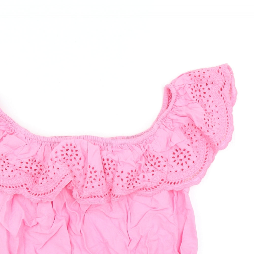 H&M Girls Pink   Cropped T-Shirt Size 11 Years