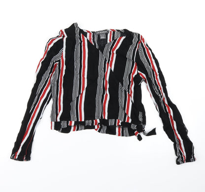 Primark Girls Black Striped  Cropped Blouse Size 10-11 Years