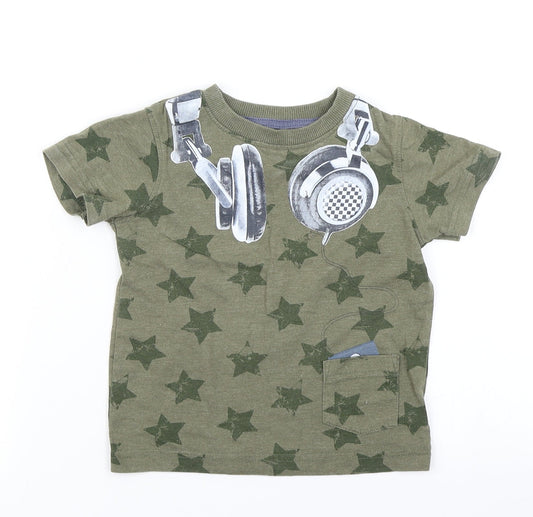 NEXT Boys Green Spotted  Basic T-Shirt Size 12-18 Months  - Star Print