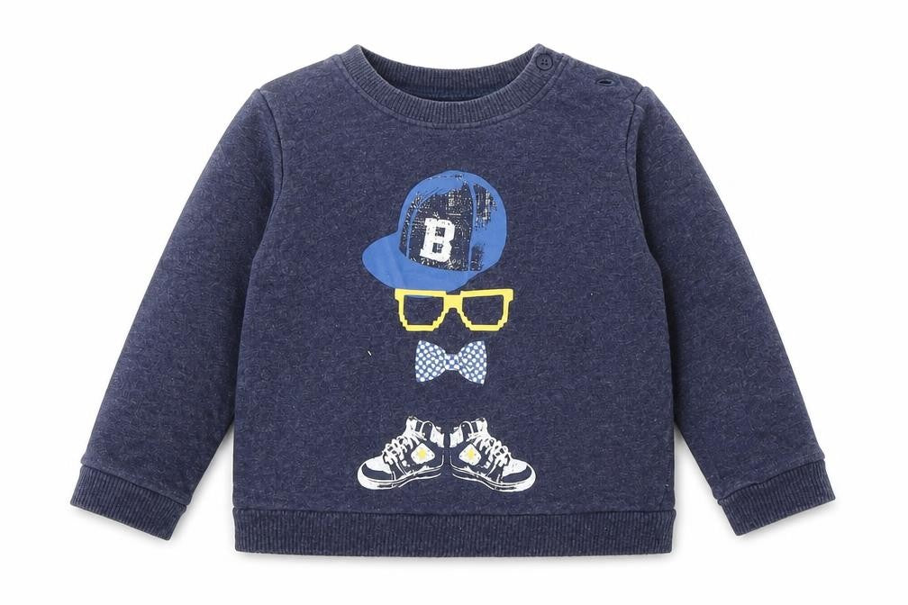 Front view of F&F boys’ blue pullover t-shirt, size 12-18, months