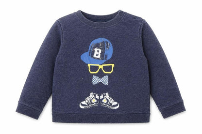 Front view of F&F boys’ blue pullover t-shirt, size 12-18, months