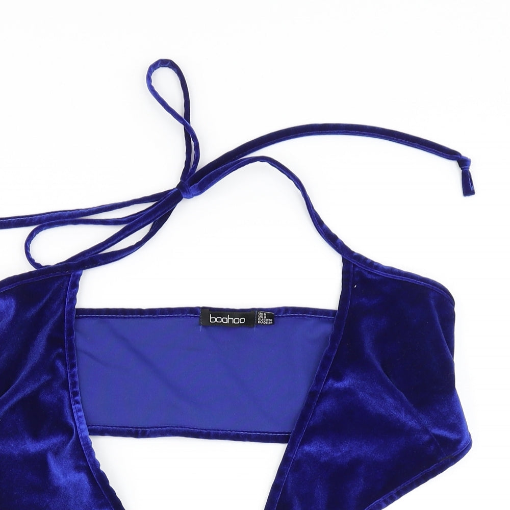 Boohoo Womens Blue   Cropped T-Shirt Size 8