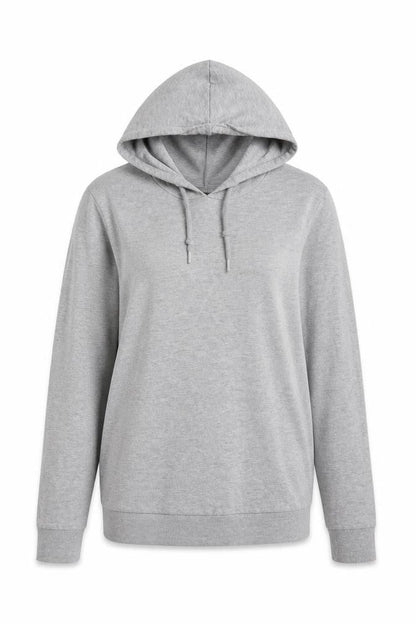 Front view of ASOS women’s grey pullover hoodie, size XS